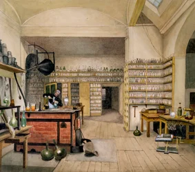 Michael Faraday in his Basement Laboratory, 1852